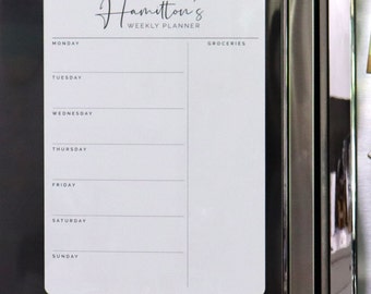 Custom weekly fridge planner - magnetic whiteboard calendar - family organiser