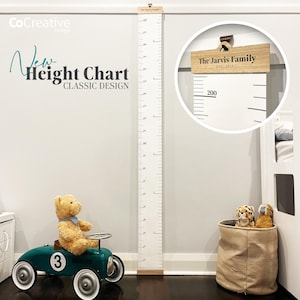 Maß Messlatte für Kinder | Tragbare Leinwand Wachstumstabelle | Abnehmbares Höhenlineal - Imperiale und metrische Messungen Wachstums-Tracker | NEU!