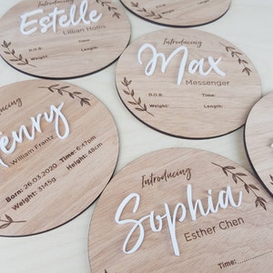 Introducing New Baby Announcement Plaque | Baby Name Disc | Baby Shower Gift | Newborn Gift | Name Plaque | New Family Gift