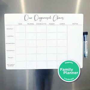 Custom Family A3 LANDSCAPE Fridge Planner - Weekly Planner - Magnetic Whiteboard Calendar - Custom Family Organiser - Our Organised Chaos