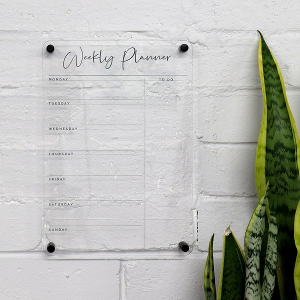 Custom Weekly wall planner - acrylic whiteboard calendar - family wall planner organiser