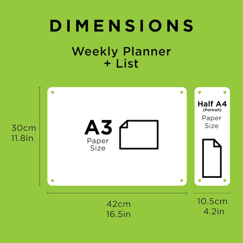 A3 Note Sheets Custom Fridge Acrylic Weekly MEAL Planner A3 With Notes Section - WHITE ...