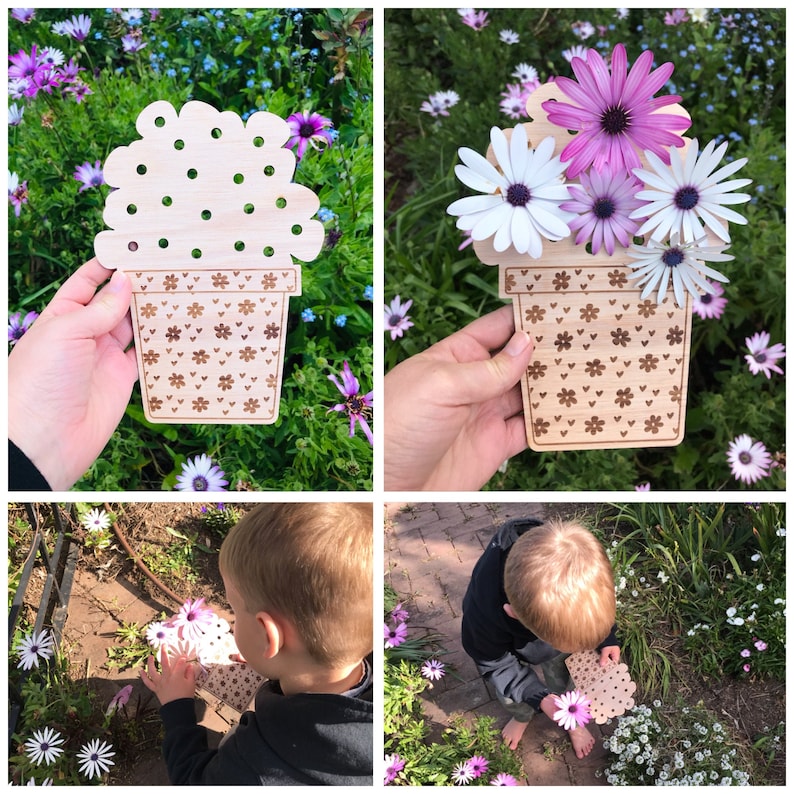 Flower Collector Wood Nature Play Adventure Board Nature walk Kids Nature Gift Garden Scavenger Hunt Board image 1