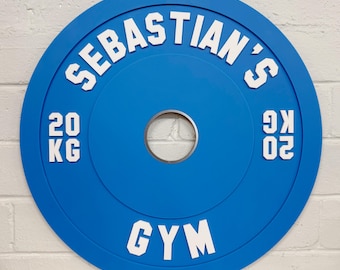 Custom Olympic Bumper Plate Gym Sign | Coloured Barbell Plate for Home Gym Signage