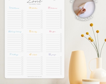 REMOVABLE Custom Zone Cleaning Checklist | Zone Cleaning Tasks with Tickboxes