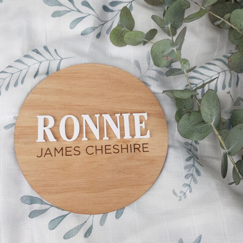 Baby Name Announcement Disc Personalised Baby Plaque Etsy