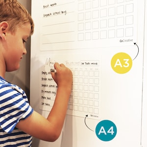 Benutzerdefinierte Aufgaben- und Belohnungstabelle - A4 Größe Whiteboard Kinder Planer - Familienplaner - Kinderplaner