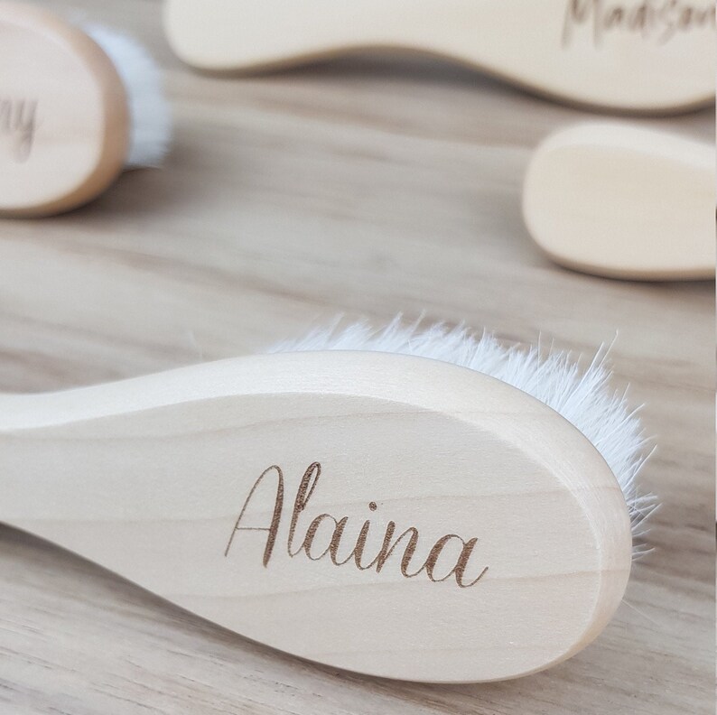 Personalised Baby Hair Brush Wooden Engraved Lasercut Timber Etsy