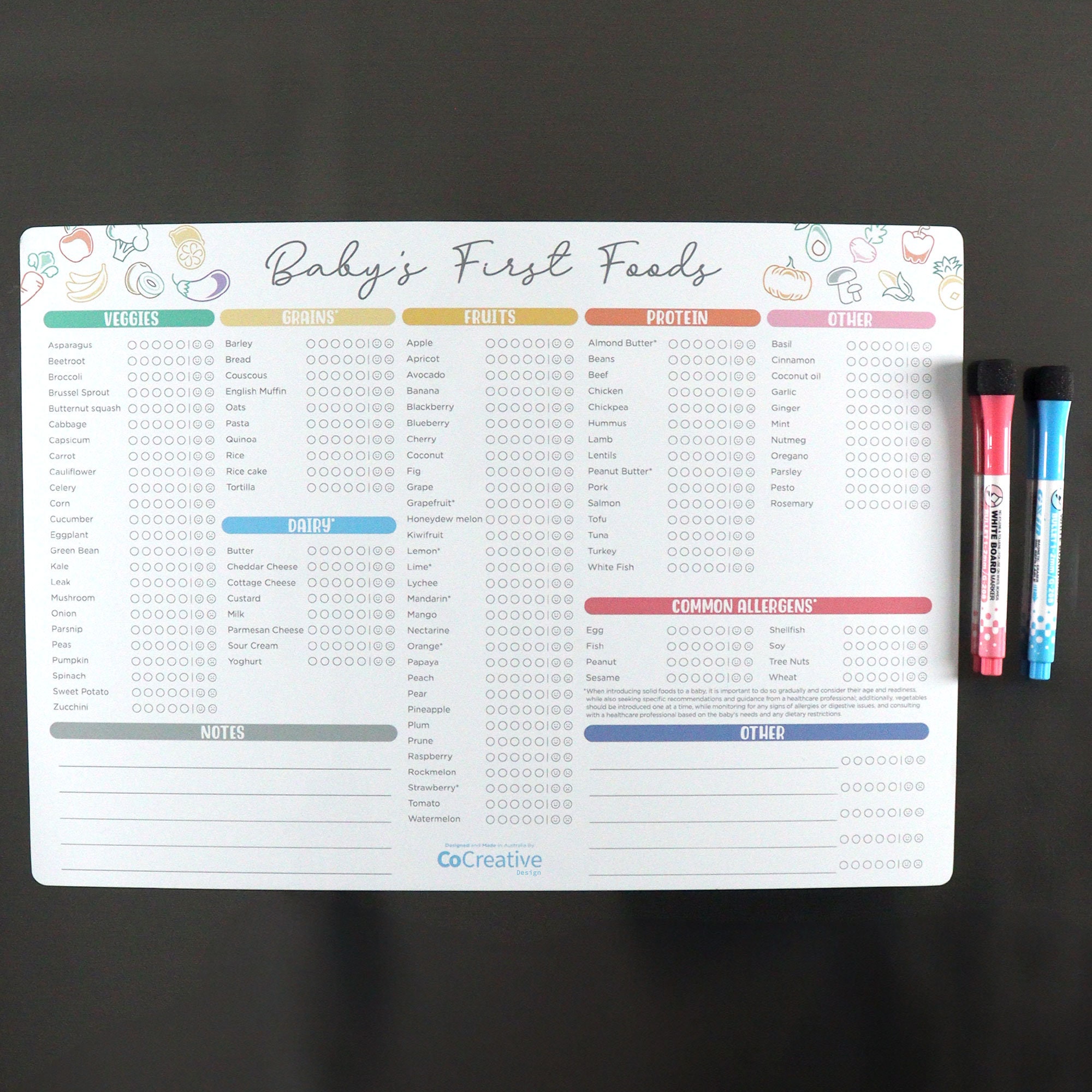 Baby Feeding Log & Food Tracker | A3 Magnetic Whiteboard Solid Foods Chart For Baby-led Weaning | Daily Baby Meal Planning Diary A3 Size - Ireland