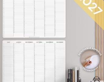 2027 Yearly Planner - | A3 Removable or Magnetic Whiteboard Yearly Calendar