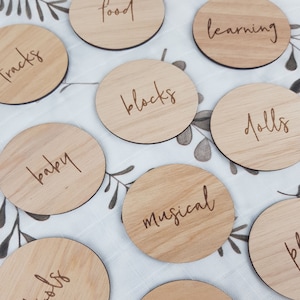 Personalised Wooden Toy Labels Ikea Trofast wooden labels play room labels, Wooden Toy Box Tags Timber Toy Storage Labels Cursive