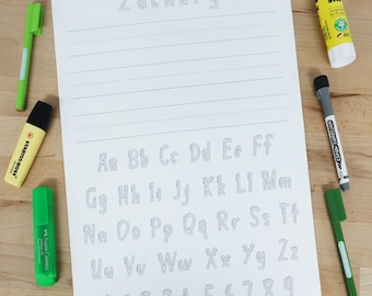 Custom Name A3 Writing Practice Whiteboard, Alphabet Number Tracing Guide