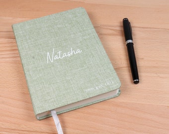 Linen Book Hardcover Customizable Cover - Personalized Notebook Journal - A Perfect Diary - Green