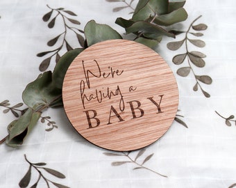 We're having a baby! | Baby announcement Plaque | Baby Milestone Affirmations |Newborn photo prop | Pregnancy Milestone Plaques