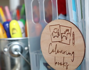 Personalised Wooden Toy Box Storage Labels with Illustrations for Ikea Trofast Boxes | Toy Storage Labels with Icons | Custom Storage Ideas