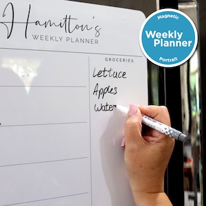 Custom Weekly Fridge Planner - Magnetic Whiteboard Weekly Calendar and Notes Section - Family Organiser