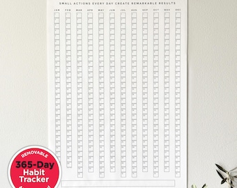REMOVABLE 365-Day Goal & Habit Tracker | A3 Yearly Goal Calendar