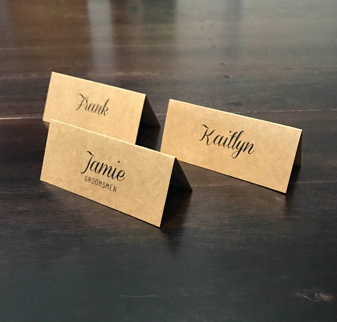 Printed Wedding Place Cards Kraft Placecards Rustic Wedding Etsy