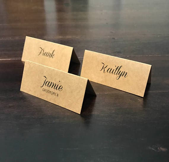 Printed Wedding Place Cards Kraft Placecards Rustic Wedding Etsy