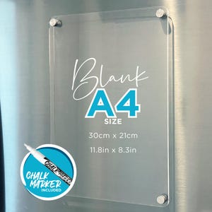 BLANK A4 Kühlschrank Acryl Planer - Premium Acryl Whiteboard - Familien Organizer - Notizen Tafel - Kritzel Tafel