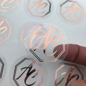 Round clear stickers for wedding invites - Personalised wedding stickers, rose gold, Transparent LabelClear Labels, Custom Transparent Label