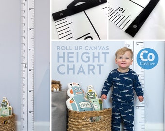 Kids Custom Growth Chart | Black Acrylic and Canvas Portable Removable Height Growth Chart | Imperial & Metric Height Chart | Growth Chart