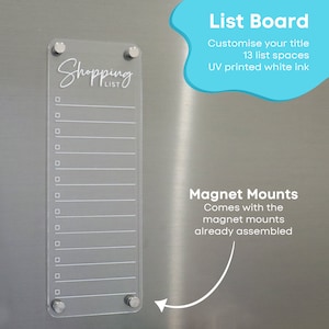 Agenda hebdomadaire en acrylique pour réfrigérateur imprimé ORIGINAL BLANC calendrier tableau blanc en acrylique organiseur de famille combo List Board