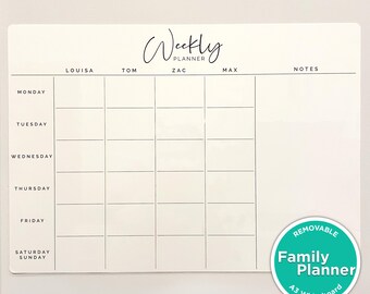REMOVABLE Custom Family A3 Planner | Weekly Organiser with Personalised Family Name Columns