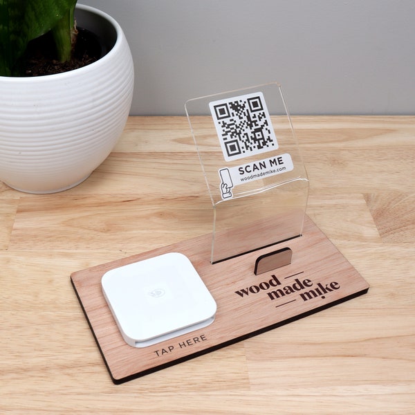 Personalised  Logo Square Card Reader & Square Dock Stand - shop front, market stall holders - custom coloured logo QR code covid reader