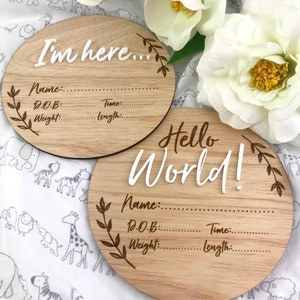 Baby Announcement Sign | Baby Birth Announcement  |  Introducing and Hello World | Baby Shower Gift | Newborn Gift | Name Plaque