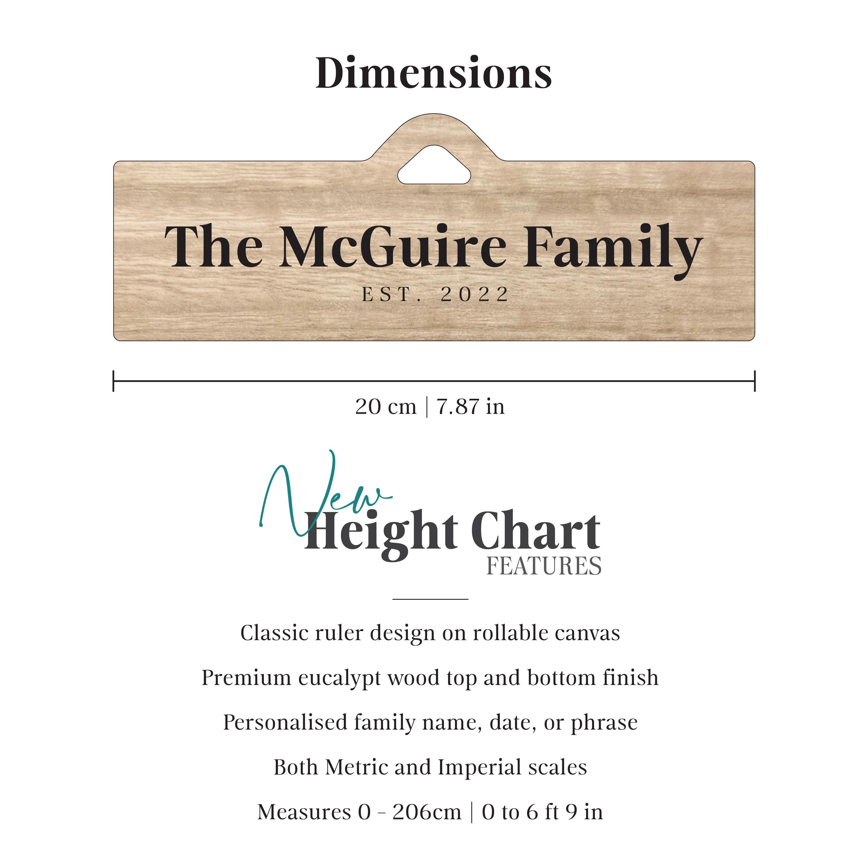 Custom Name Kids Height Chart | Portable Canvas Family Growth Chart ...