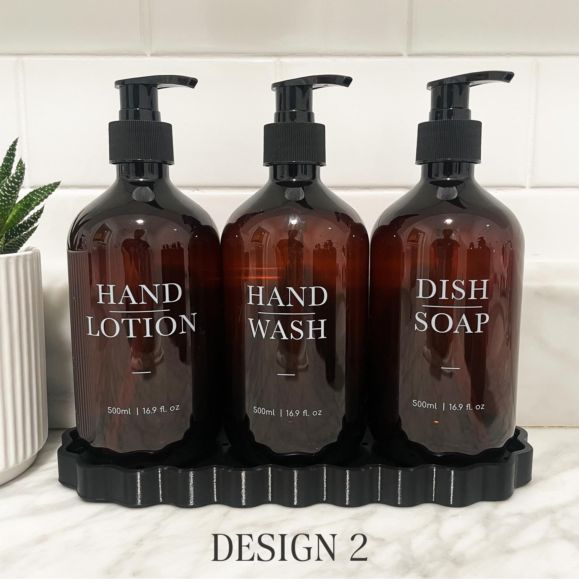 3 Piece AMBER Kitchen Bottle Set | Dish Soap, Hand Wash, Hand Lotion ...