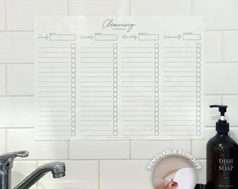 REMOVABLE Custom Cleaning Schedule - Daily, Weekly, Monthly, Seasonal Cleaning Routine Whiteboard Checklist Planner