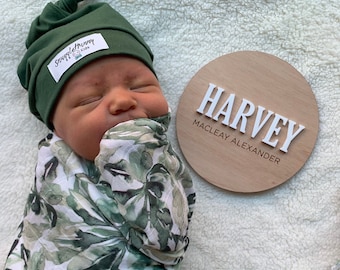 Personalized Baby Name Announcement Plaque: 3D Acrylic Wooden Newborn Gift