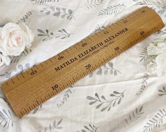 Personalized Newborn Baby Ruler | Custom Wooden Family Keepsake
