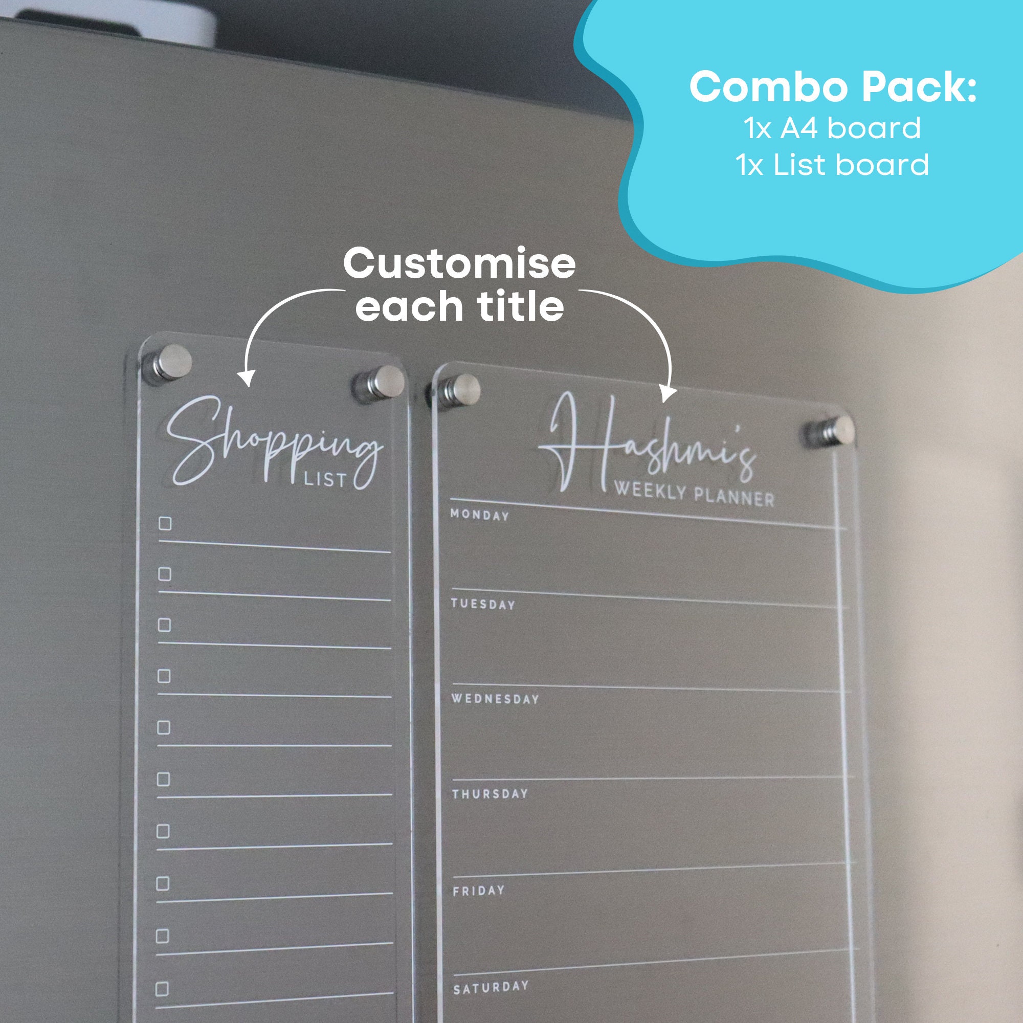 Operitacx 3pcs Meal Menu Chalkboard Sign Whiteboard Weekly Planner Acrylic  Calendar for Fridge Chalkboard Weekly Planner Family Planning Chalkboard