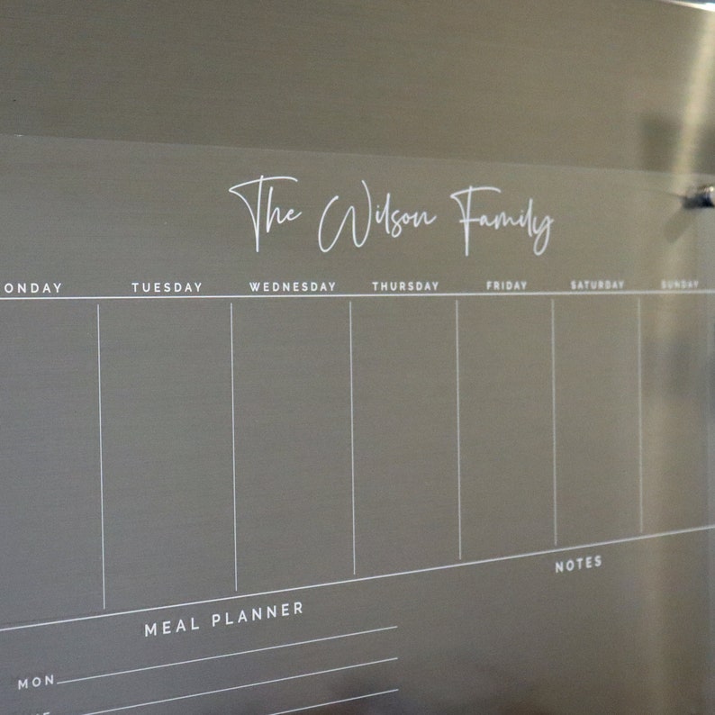 Weekly MEAL Magnetic Fridge Acrylic Planner A3 WHITE UV print acrylic whiteboard meal planner family organiser fridge list image 8