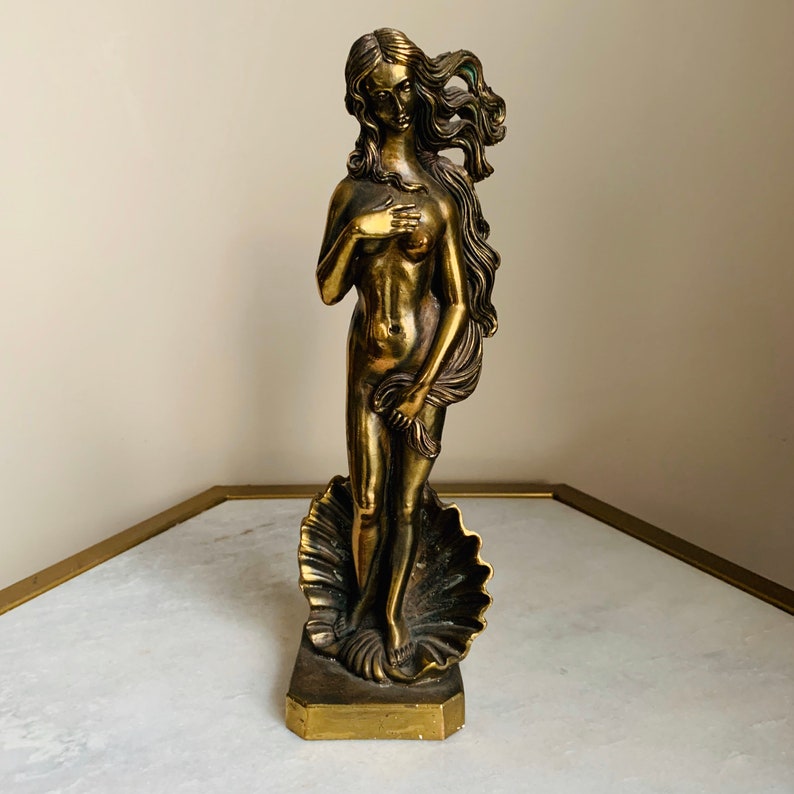 Vintage Venus Goddess Gold Plaster Chalkware Sculpture image 0