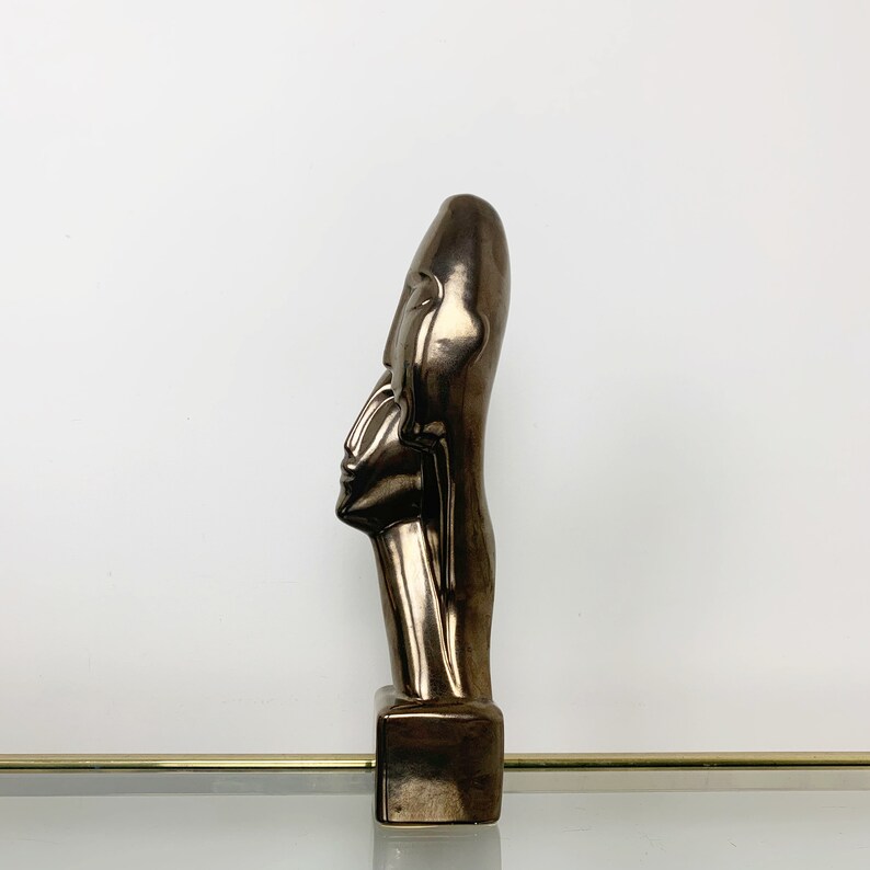 Vintage Love Couple Faces Mid Century Modern Sculpture Bronze image 3