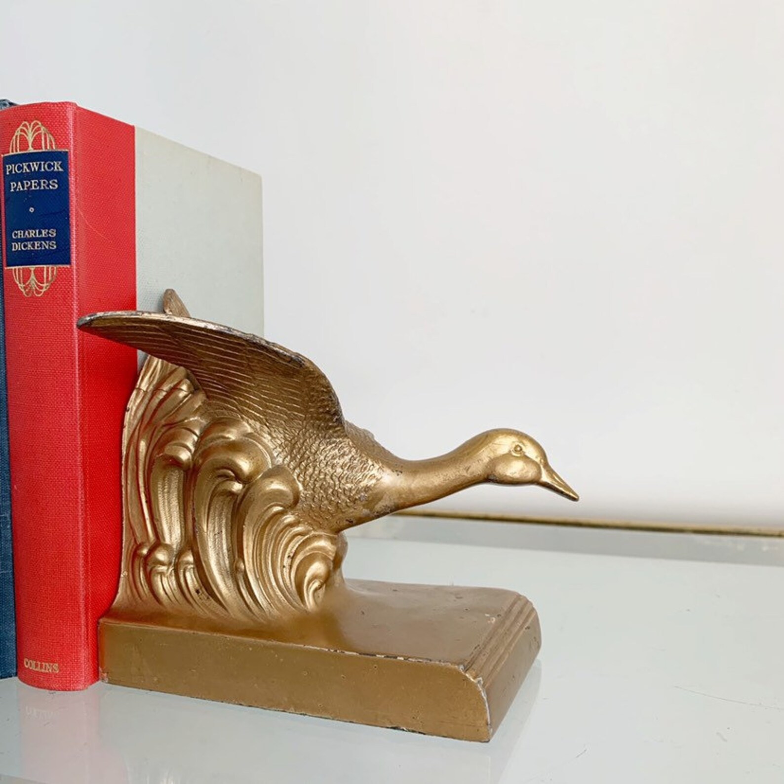 Vintage Gold Cast Metal Duck Bookends Birds Hunting Mid Etsy