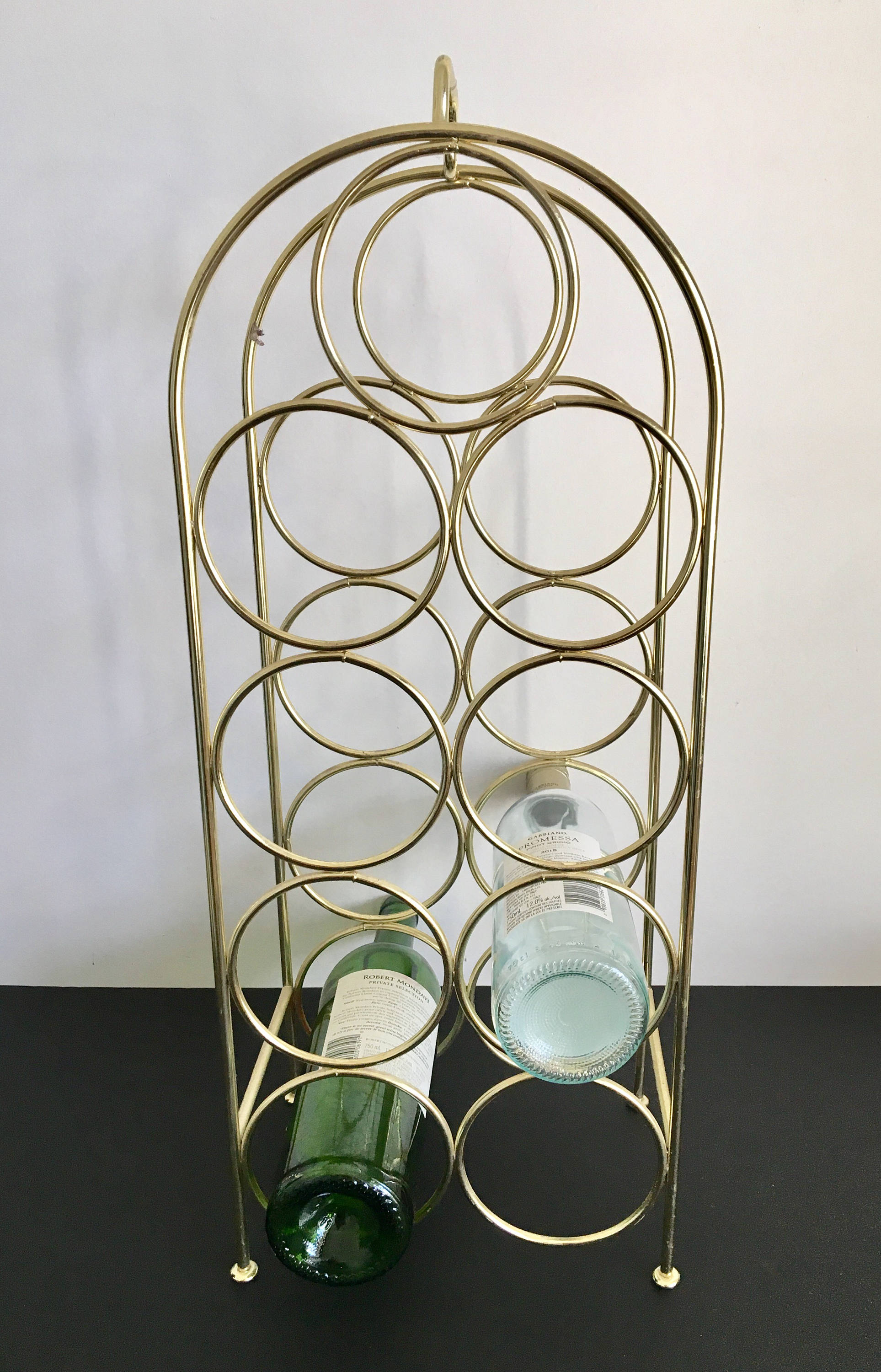 Vintage Brass Wine Rack Countertop Wine Rack Holds 9 Etsy