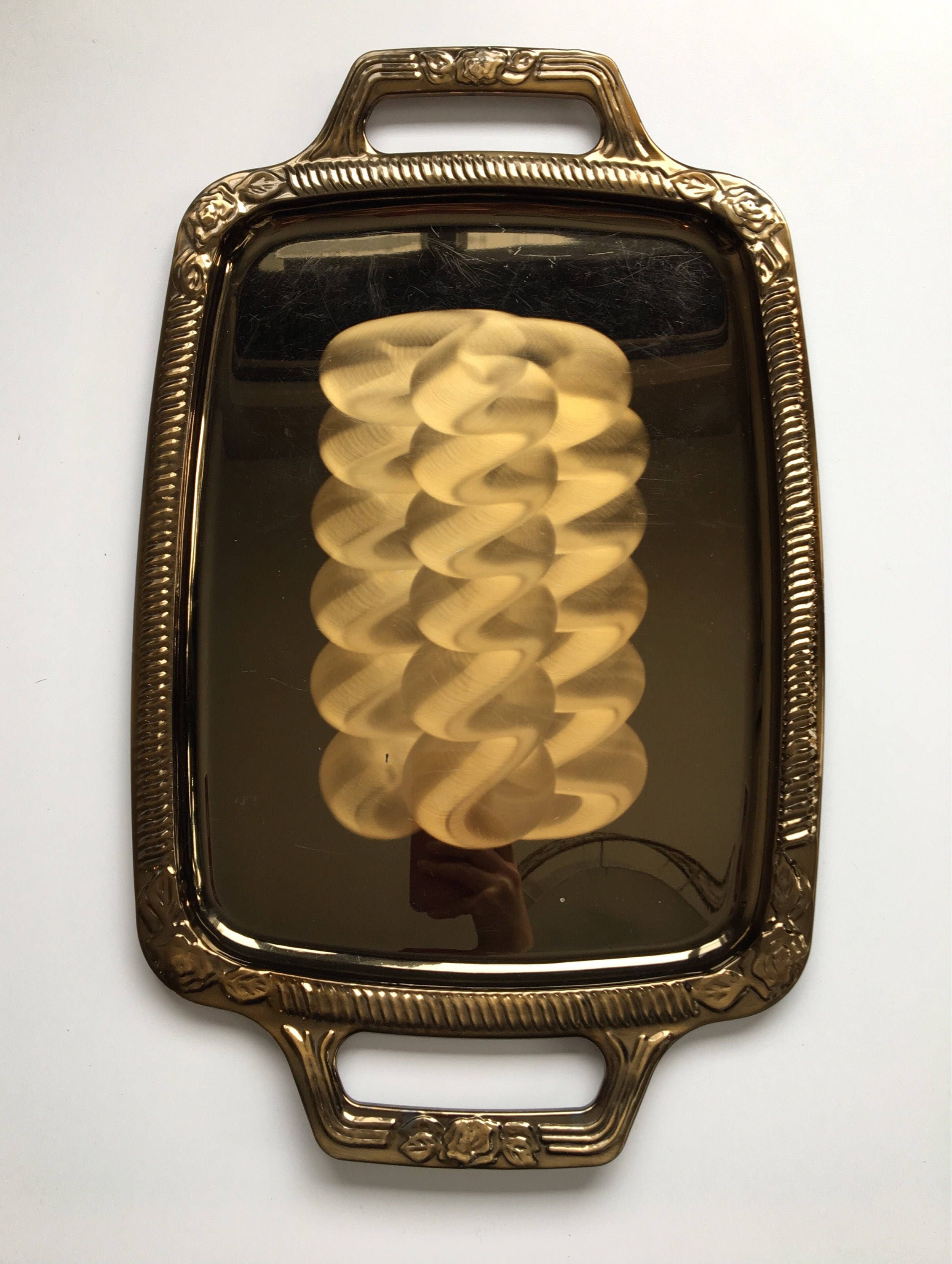 Vintage Bronze Coated Finish Rectangular Metal Tray With Etsy