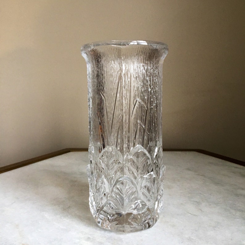 Tree Bark Pattern 6 14 Vintage Small Glass Vase Italy Gift Decor