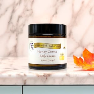 Honey Crème Body Cream, Vegan, Organic Oils, Shea and Tucuma Butter, Handcrafted Moisturizer for Silky, Soft Skin
