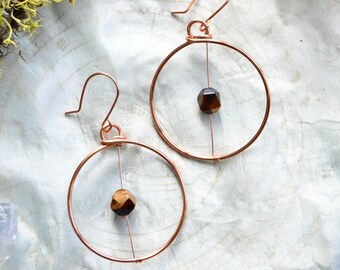 Mini Hoops - Tiger's Eye Earrings
