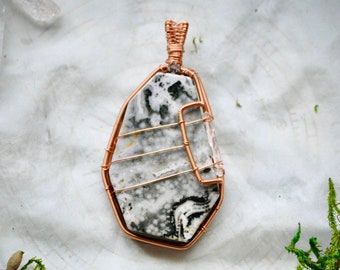 Ocean Jasper Wire Wrap Pendant - Double Sided