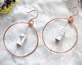 Large Hoops - Howlite Earrings