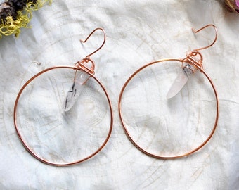 Large Hoops - Rutilated Quartz Earrings