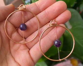 Mini Hoops - Amethyst Earrings