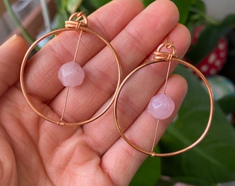 Mini Hoops - Rose Quartz Earrings